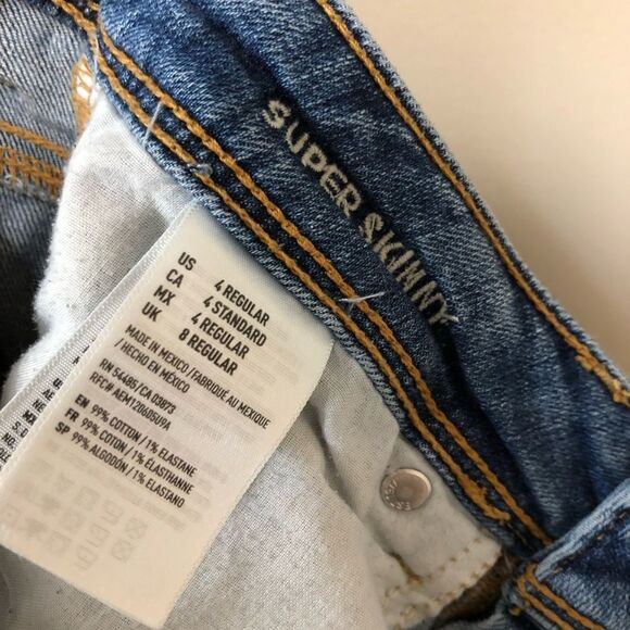 American Eagle Distressed Super Skinny Leg Fit Denim Jeans Pants Blue - Picture 10 of 12